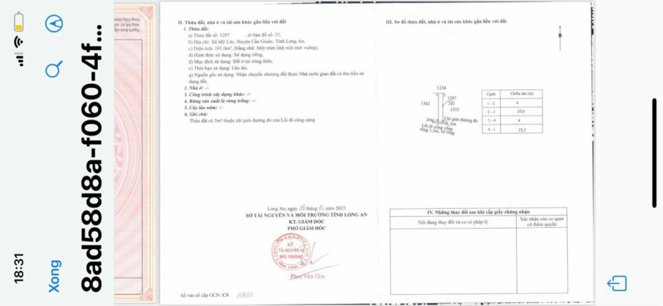 Cần bán gấp ... gấp ... gấp nền thổ cư xã Mỹ Lộc ấp Kế Mỹ