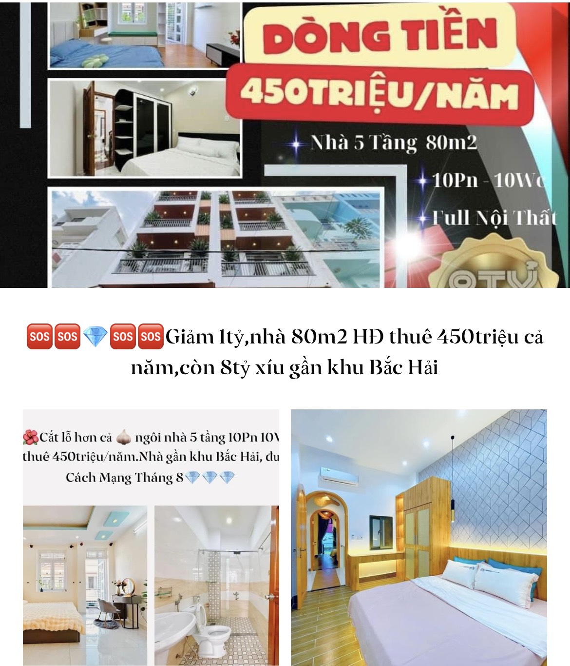 Giảm 1tỷ,nhà 80m2 HĐ thuê 450triệu cả năm,còn 8tỷ xíu gần khu Bắc Hải