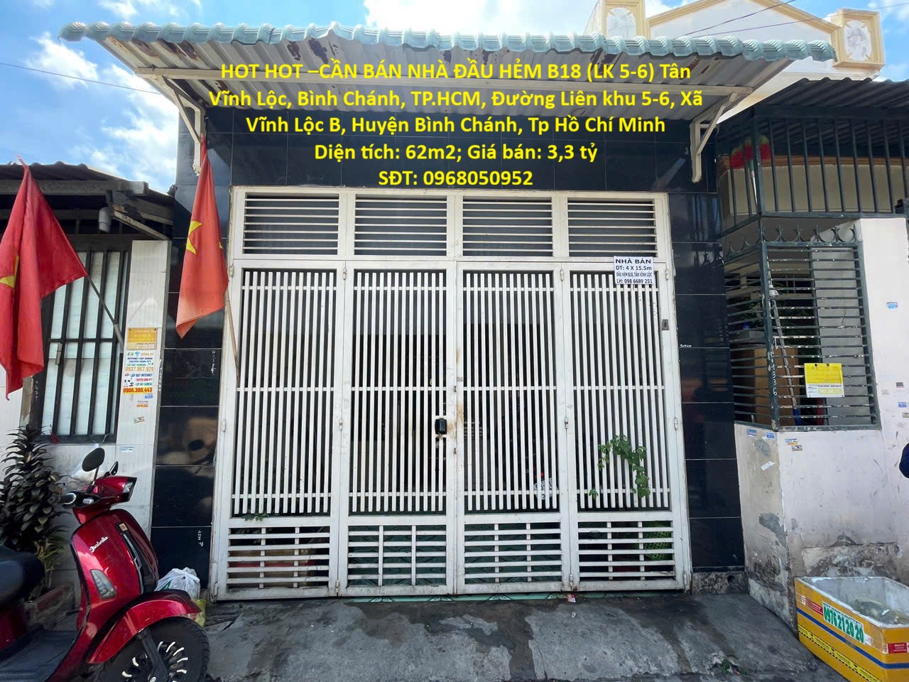 HOT HOT –CẦN BÁN NHÀ ĐẦU HẺM B18 (LK 5-6) Tân Vĩnh Lộc, Bình Chánh, TP.HCM –