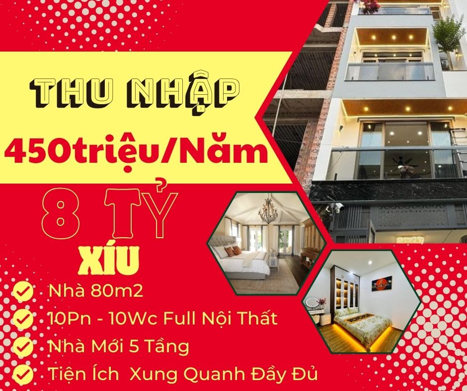 HĐ thuê 450triệu mỗi năm,nhà 10Pn 10Wc chỉ còn 8tỷ xíu,gần đường CMT8 Quận Tân Bình