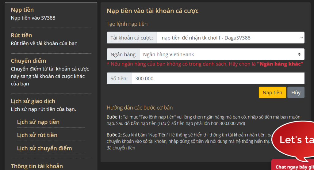 CÁCH NẠP TIỀN VÀO SV388 MỚI NHẤT 2023