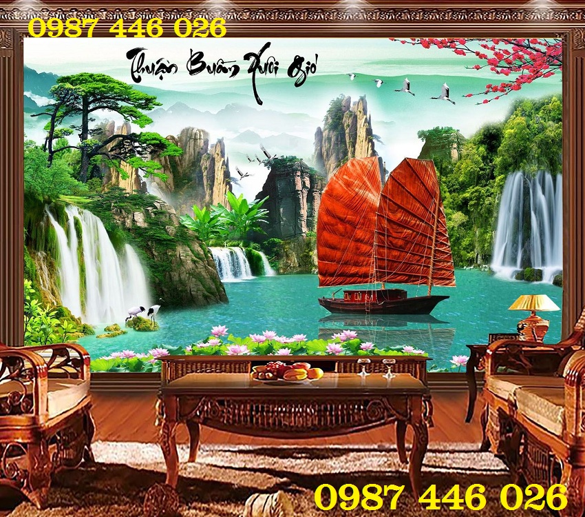 Tranh thuyền buồm- gạch tranh 3d
