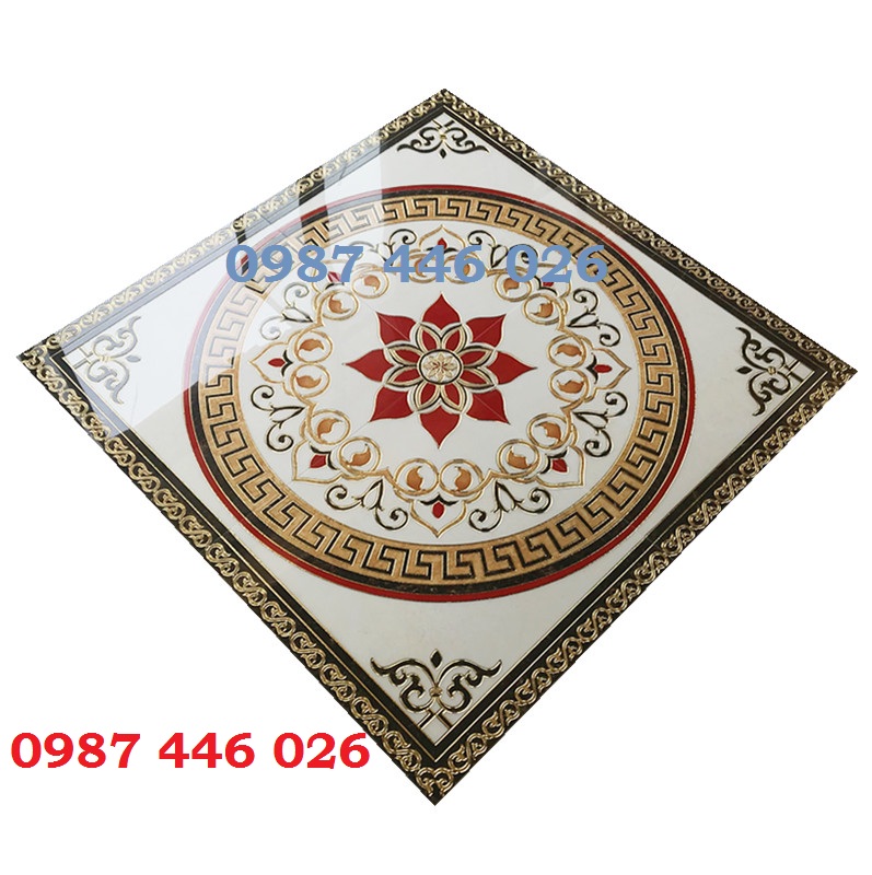 Gạch chiếu nghỉ thảm gạch vuông khắc kim vàng