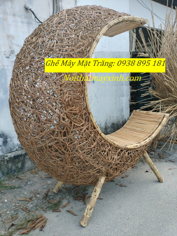 Ghế mặt trăng chụp hình check-in bằng mây, ghế tổ chim bali hình tròn
