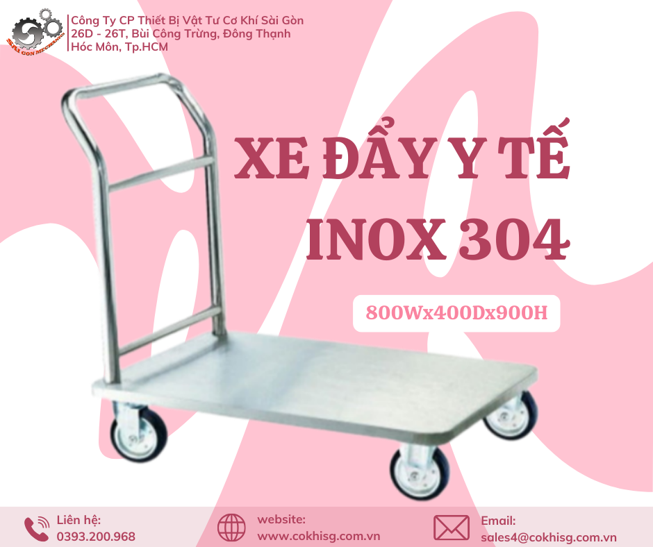 Xe đẩy y tế inox 304