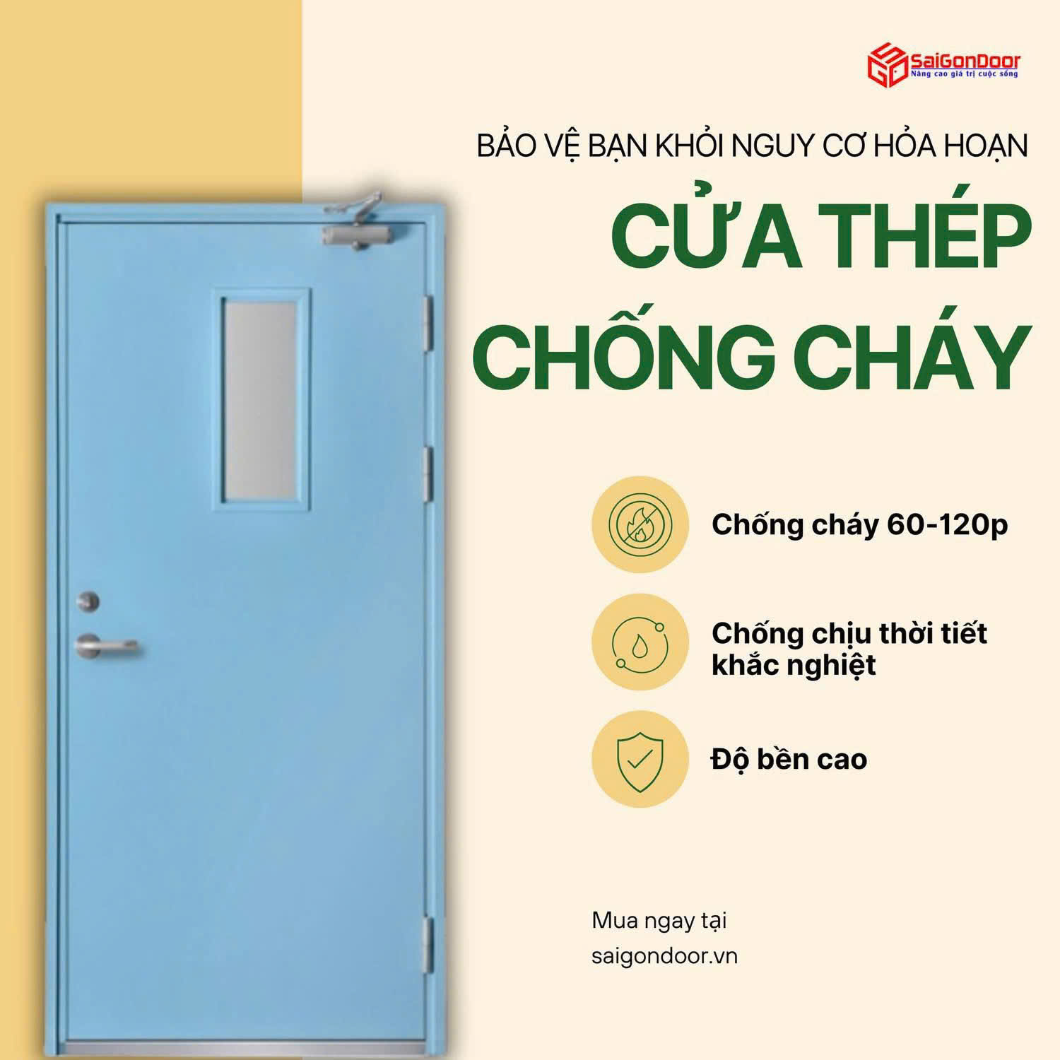 Cửa thép chống cháy cho tòa nhà, giải pháp an toàn bảo vệ con người và tài sản