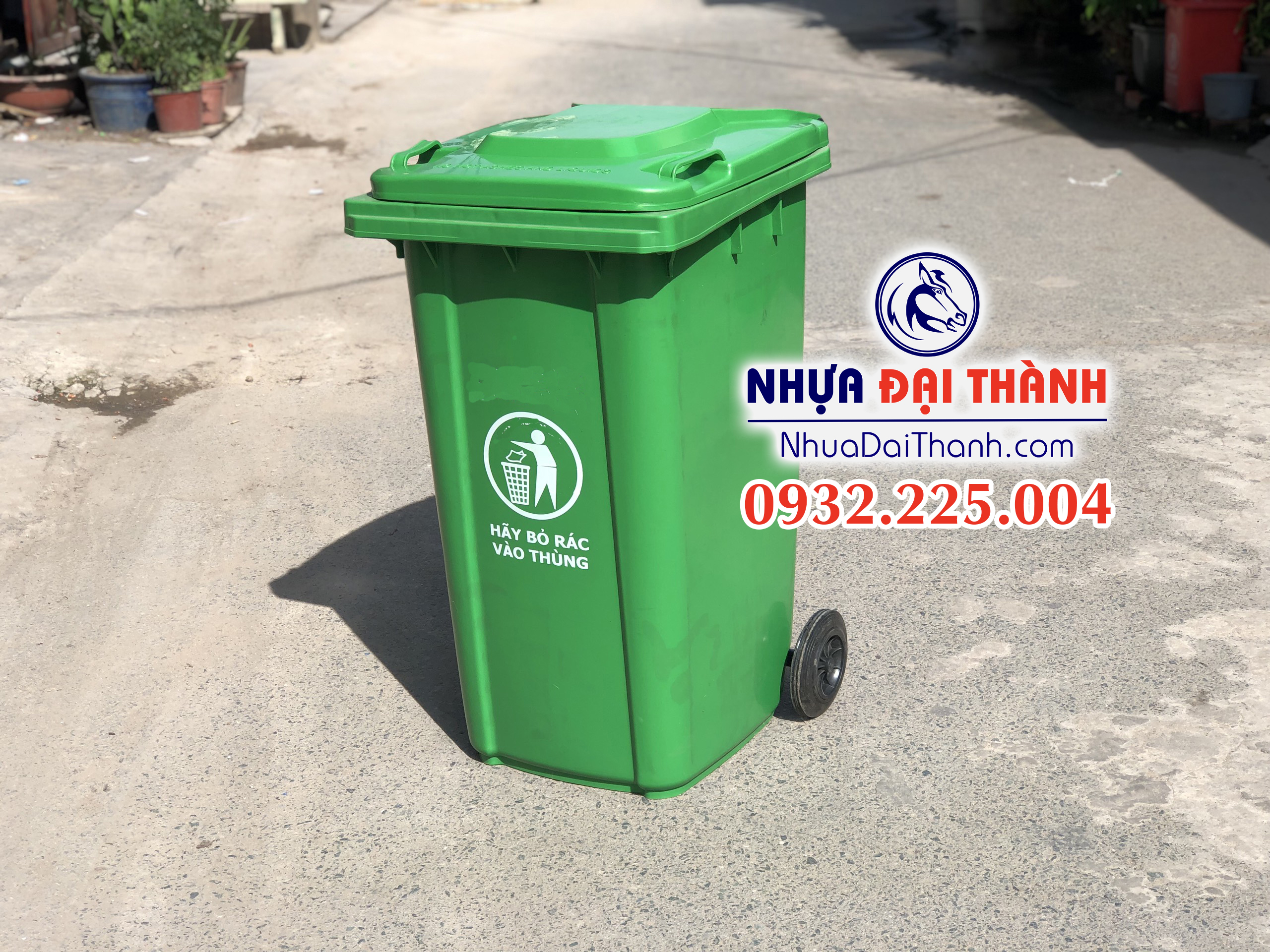 Thùng rác 240 Lít loại dày 15kg-Xanh Lá