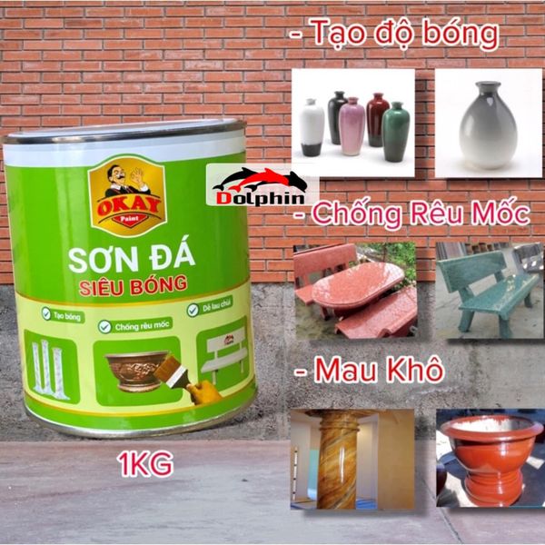 Sơn đá siêu bóng OKAY - Đá hoa cương, Hồ cá Koi