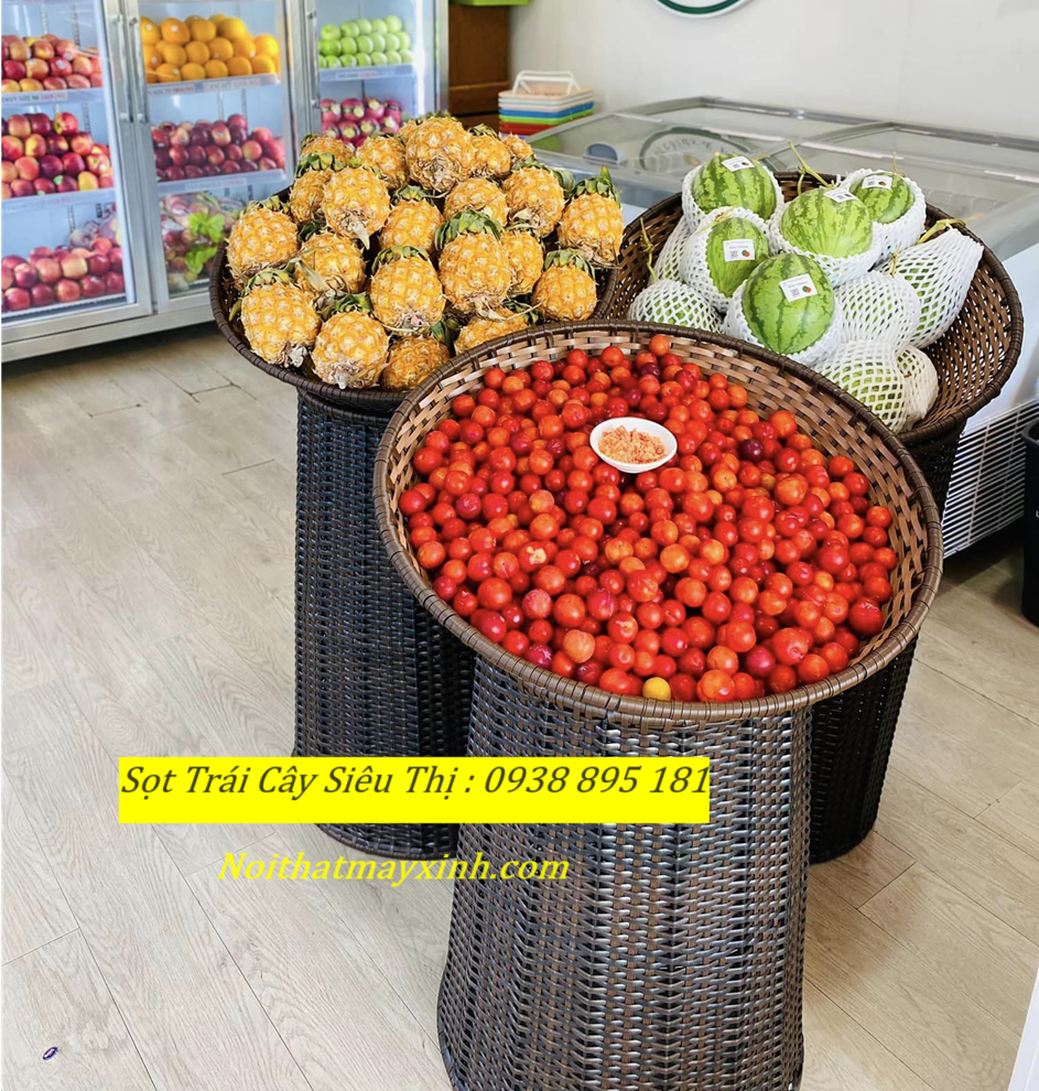 Sọt trưng bày hoa quả siêu thị, khay sọt trái cây siêu thị đẹp