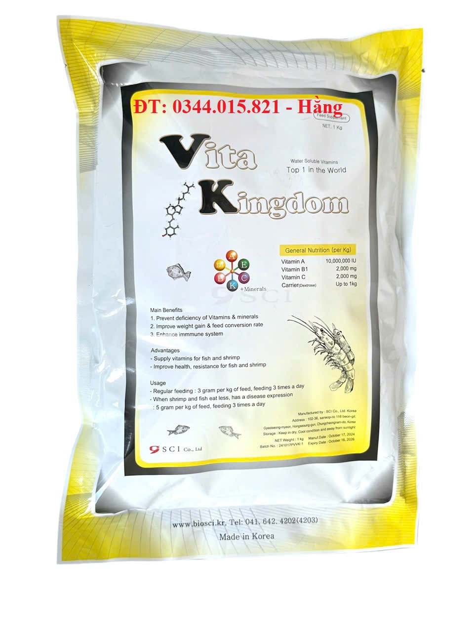 Vitamin tổng hợp Vitakingdom cho tôm cá, giảm stress, chống sốc, tăng sức đề khá