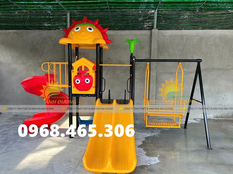 Cầu trượt khối liên hoàn có xích đu nhập khẩu chất lượng cao