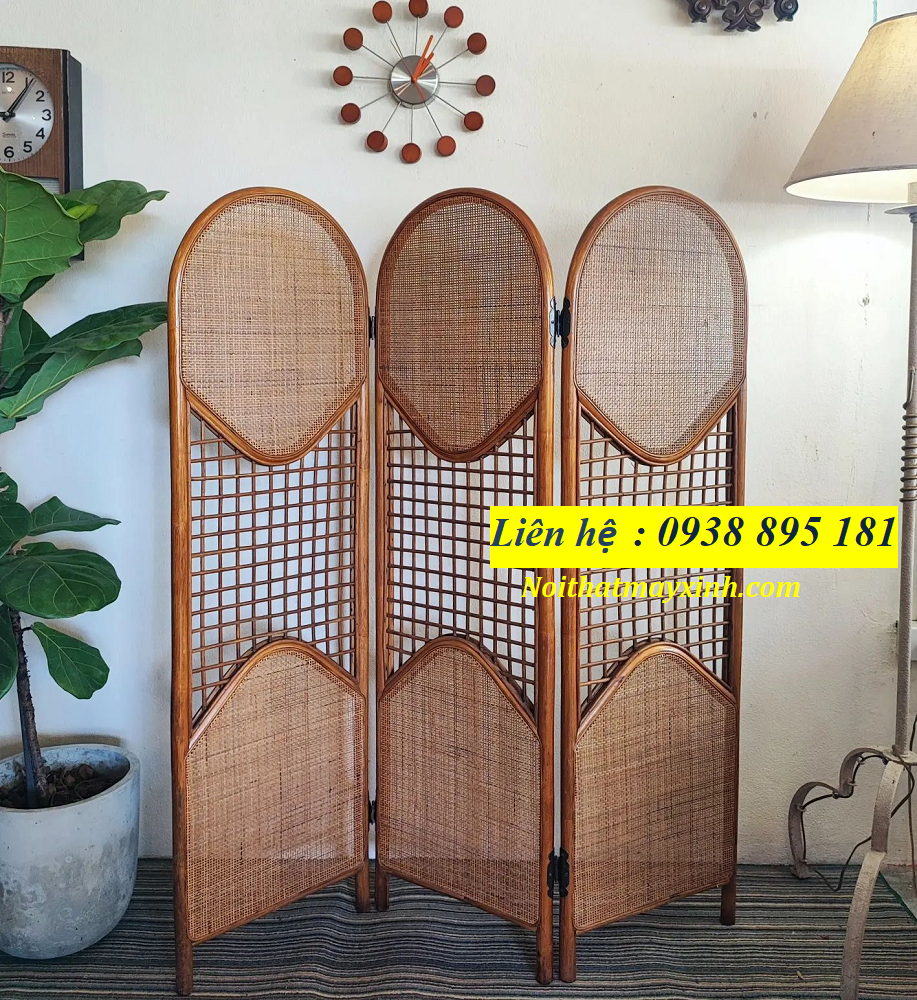 Bình phong mây tre, vách ngăn phòng mây tre.
