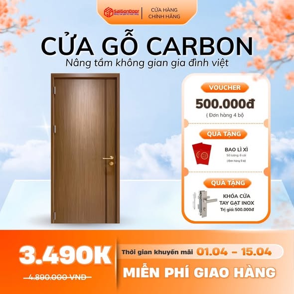 Cửa gỗ carbon saigondoor 01