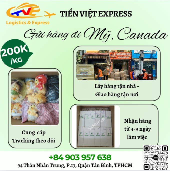 Gửi hàng đi USA, Canada - Tiến Việt Express