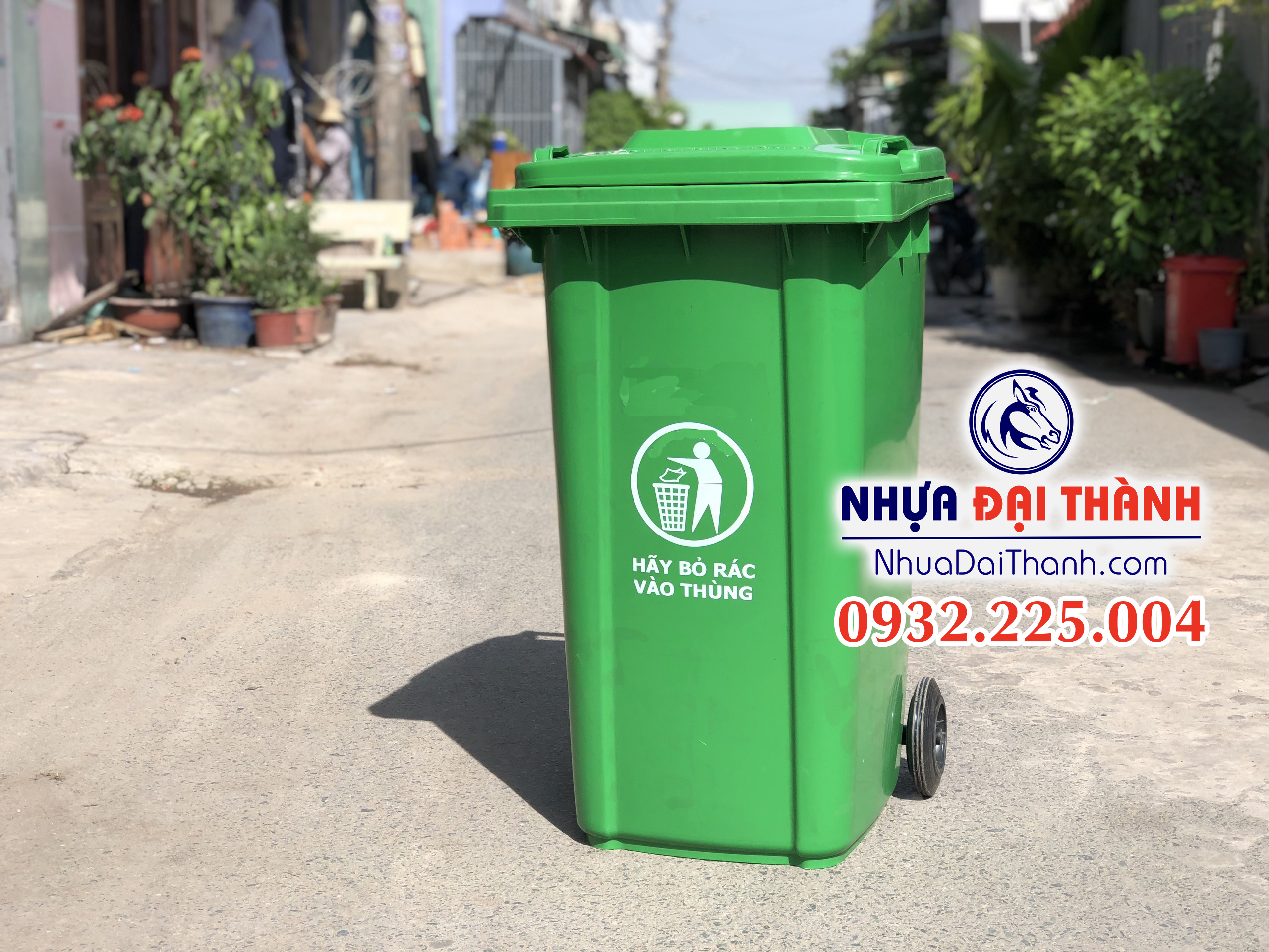 Thùng rác 240 Lít Xanh lá dày 15kg- Chất lượng