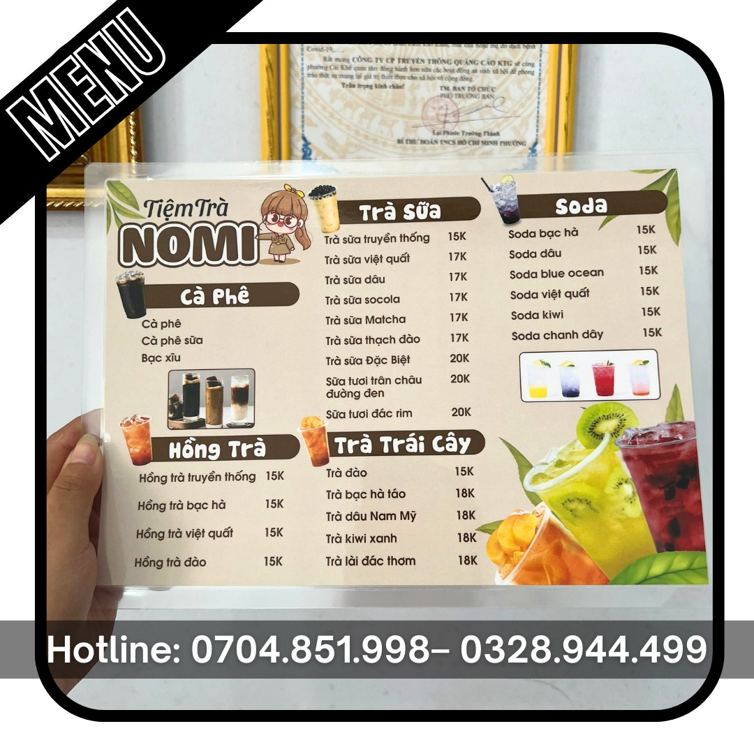 IN MENU TẠI CẦN THƠ