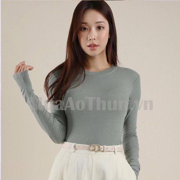 Áo Thun Nữ Trơn Cổ Tròn Tay Dài Thoải Mái – ATCT00061