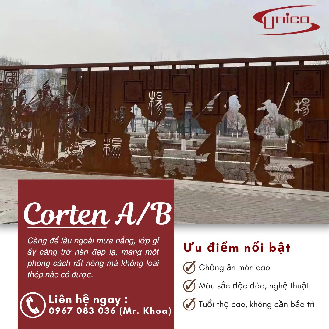Thép kháng thời tiết Corten A/B chính hãng -UNICO