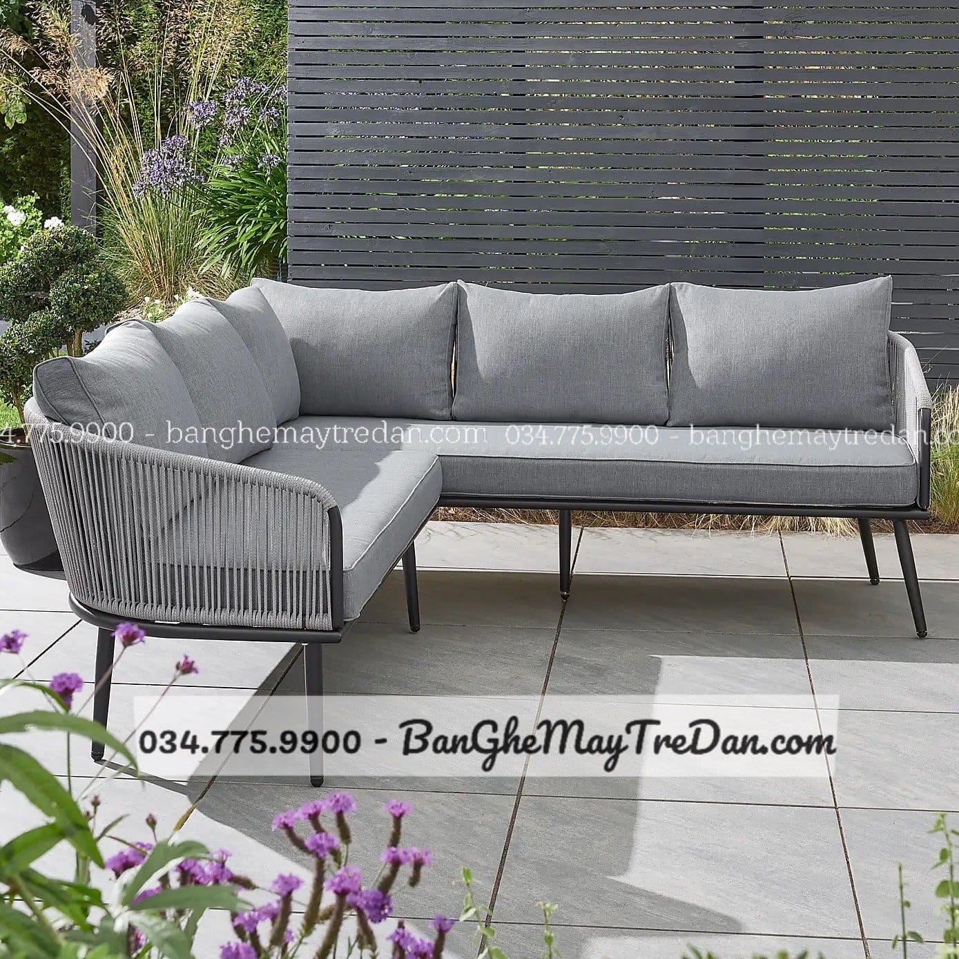 Bộ ghế sofa góc đan dây dù đẹp