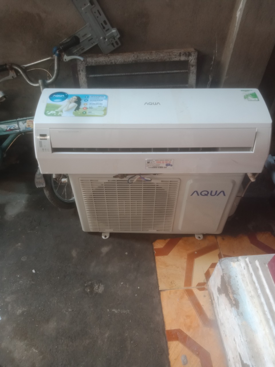 thanh lý máy lạnh Aqua 1hp, dàn đồng nguyên zin 100%