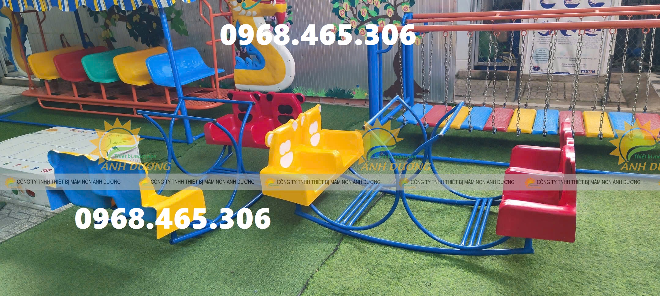 Bập bênh đế cong 2 đầu con vật cho trẻ mầm non