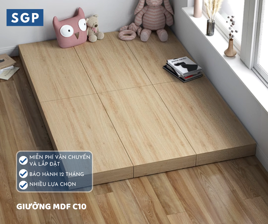 GIƯỜNG BỆT MDF C10 – GỌN GÀNG, HIỆN ĐẠI, DỄ LẮP RÁP