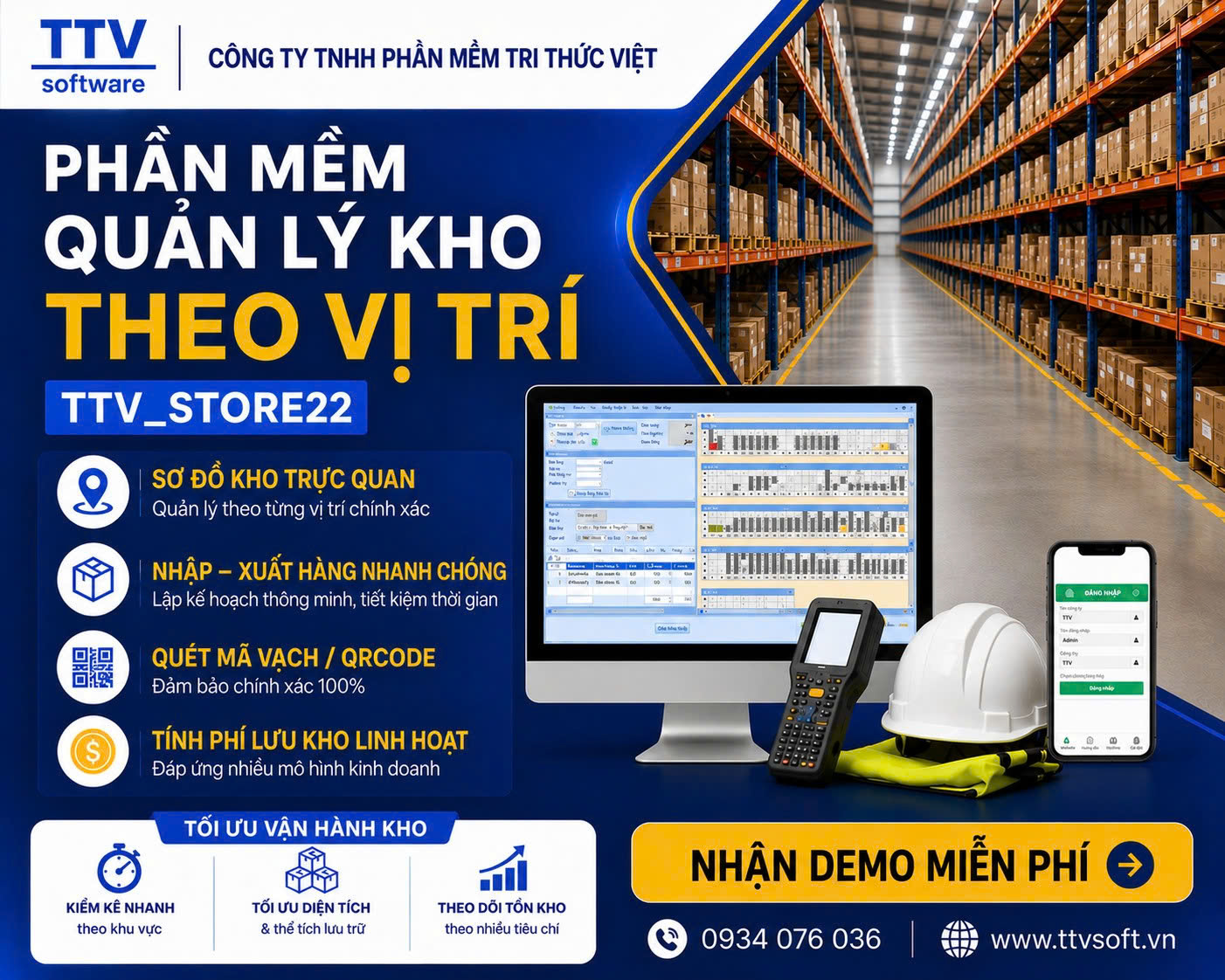 Phần mềm quản lý kho vị trí, tính phí lưu kho