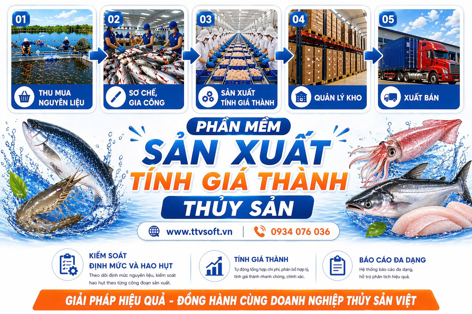 Phần mềm kế toán, tính giá thành chế biến thủy sản