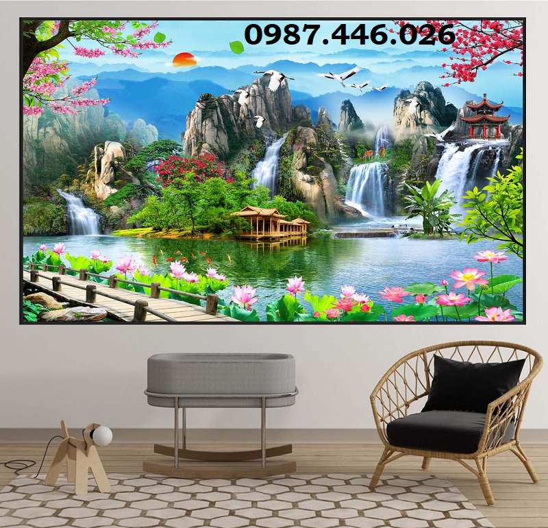 Gạch tường tranh gạch thác nước HP98272