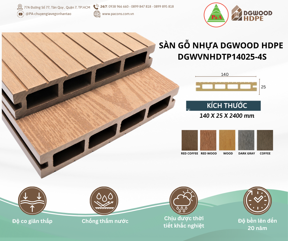 Thanh sàn gỗ Dgwood DGWVNHDTP14025-4S - P&A cung cấp và thi công trọn gói