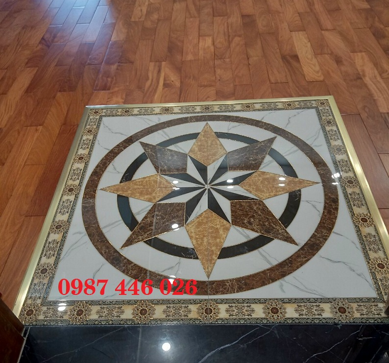 Gạch thảm vuông lát nền khắc vàng