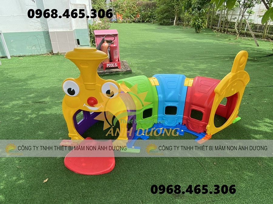 Hầm chui tàu hỏa cho bé mầm non, hang chui nhựa trẻ em