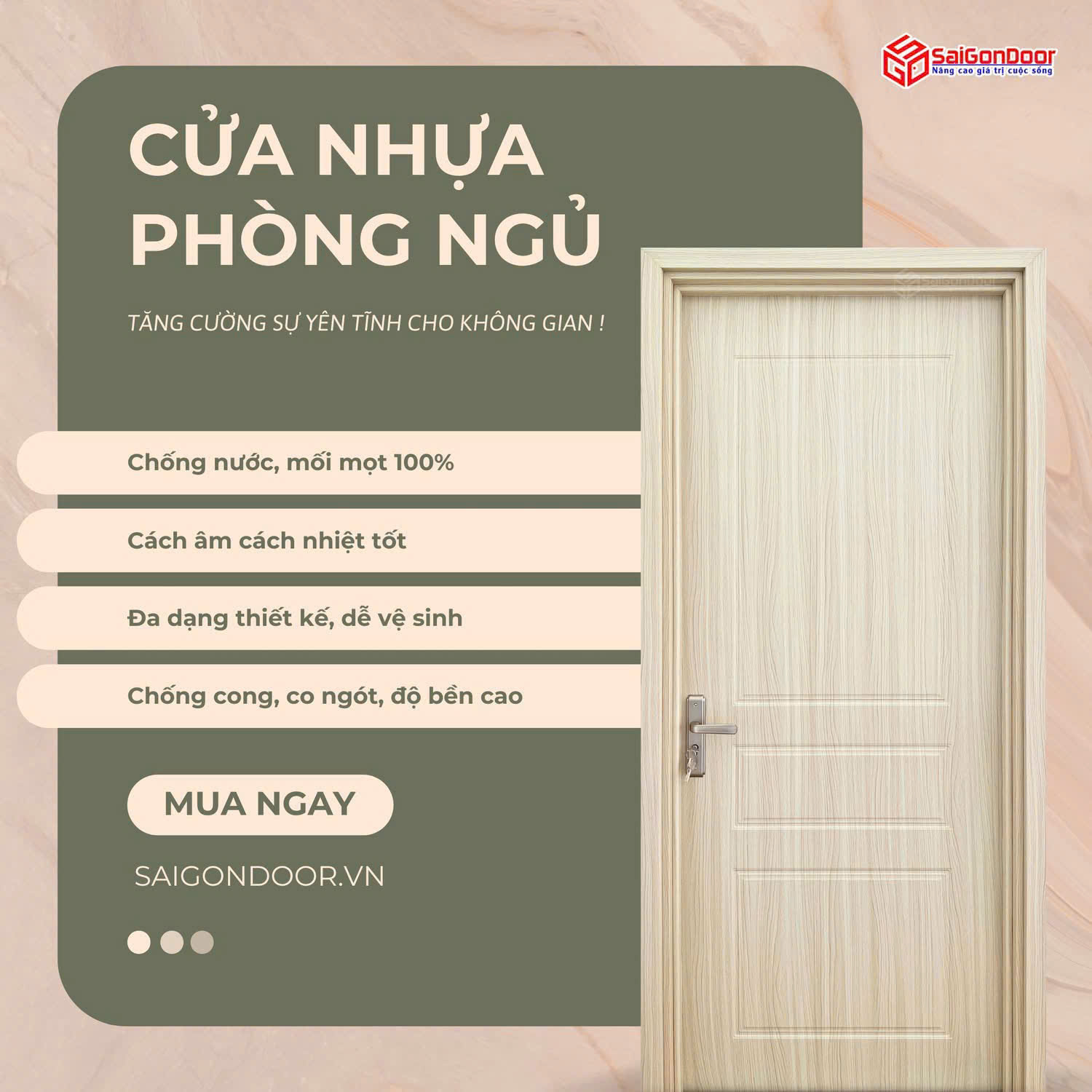Cửa nhựa phòng ngủ: Bí quyết "thắp lửa" không gian riêng tư và những lựa chọn êm