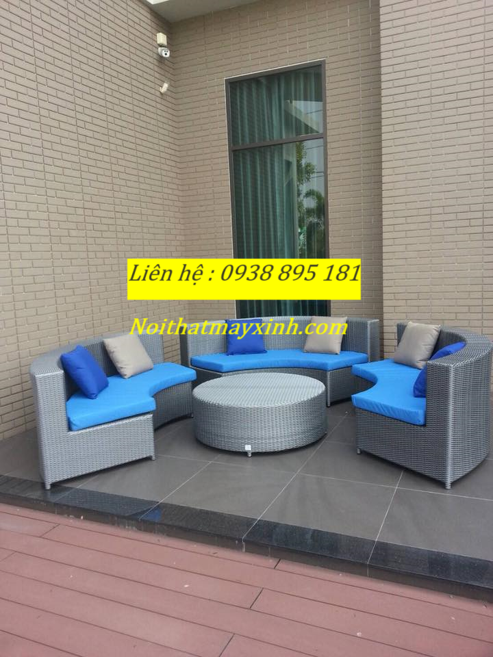 Mẫu bàn ghế mây nhựa dùng khu vực ngoài trời sân vườn