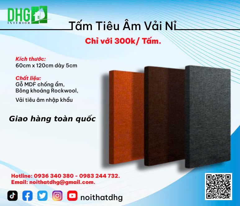 TẤM TIÊU ÂM VẢI NỈ CAO CẤP TẠI NỘI THẤT DHG