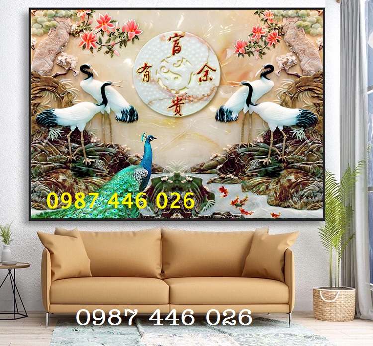 Tranh chim hạc- gạch tranh 3d tường