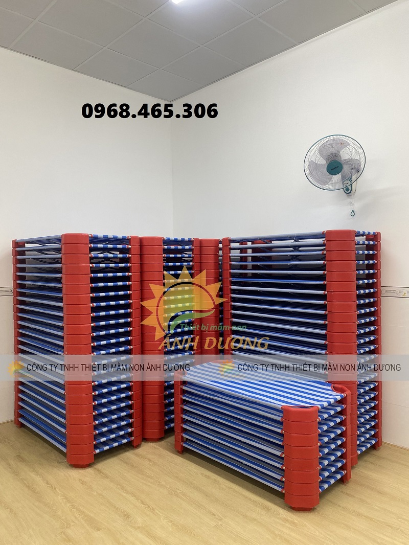 Giường lưới trẻ em mầm non dài 1m2 dành cho nhà trẻ, mẫu giáo