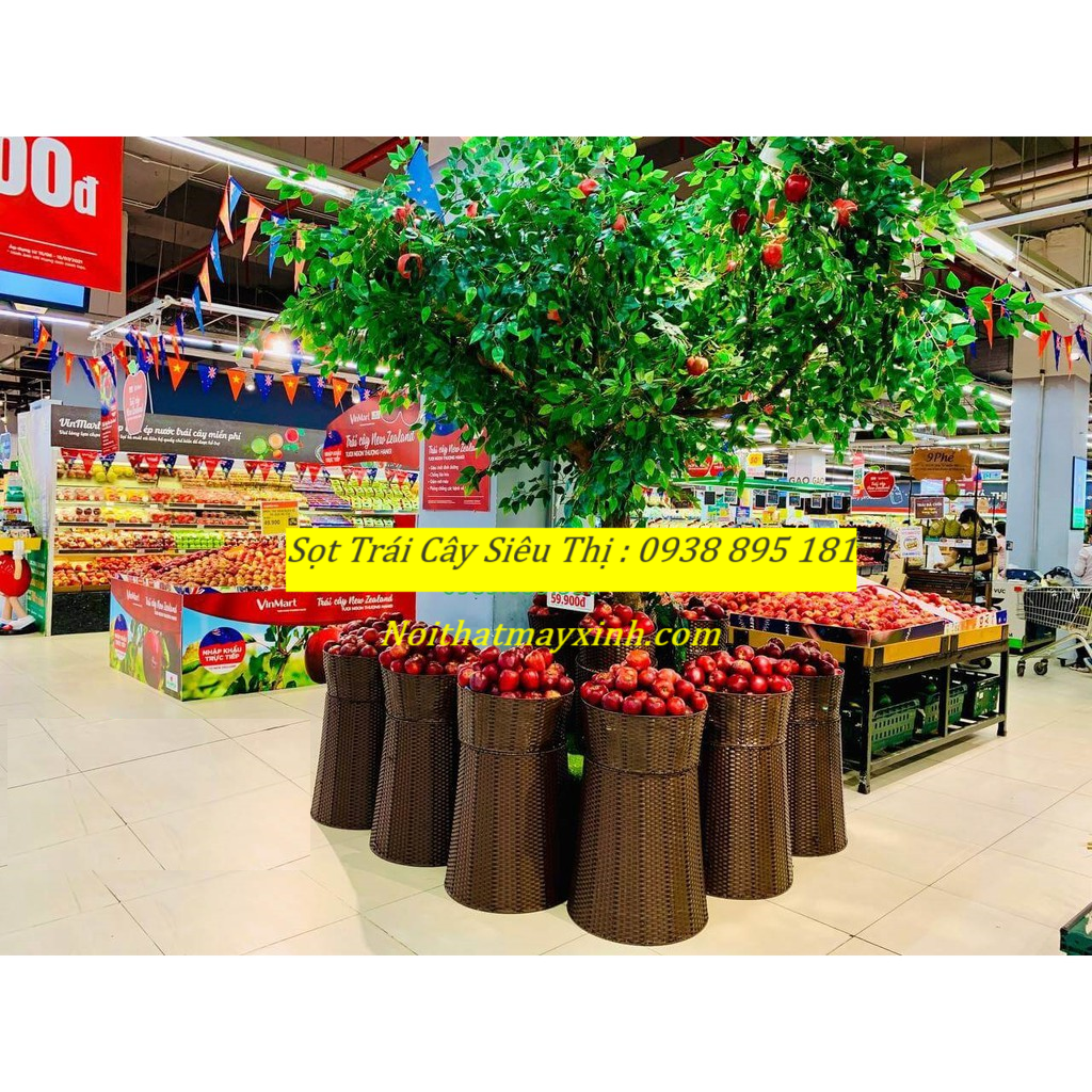 Giỏ mây trưng bày trái cây cho siêu thị, khay mây trưng bày hoa quả cho siêu thị