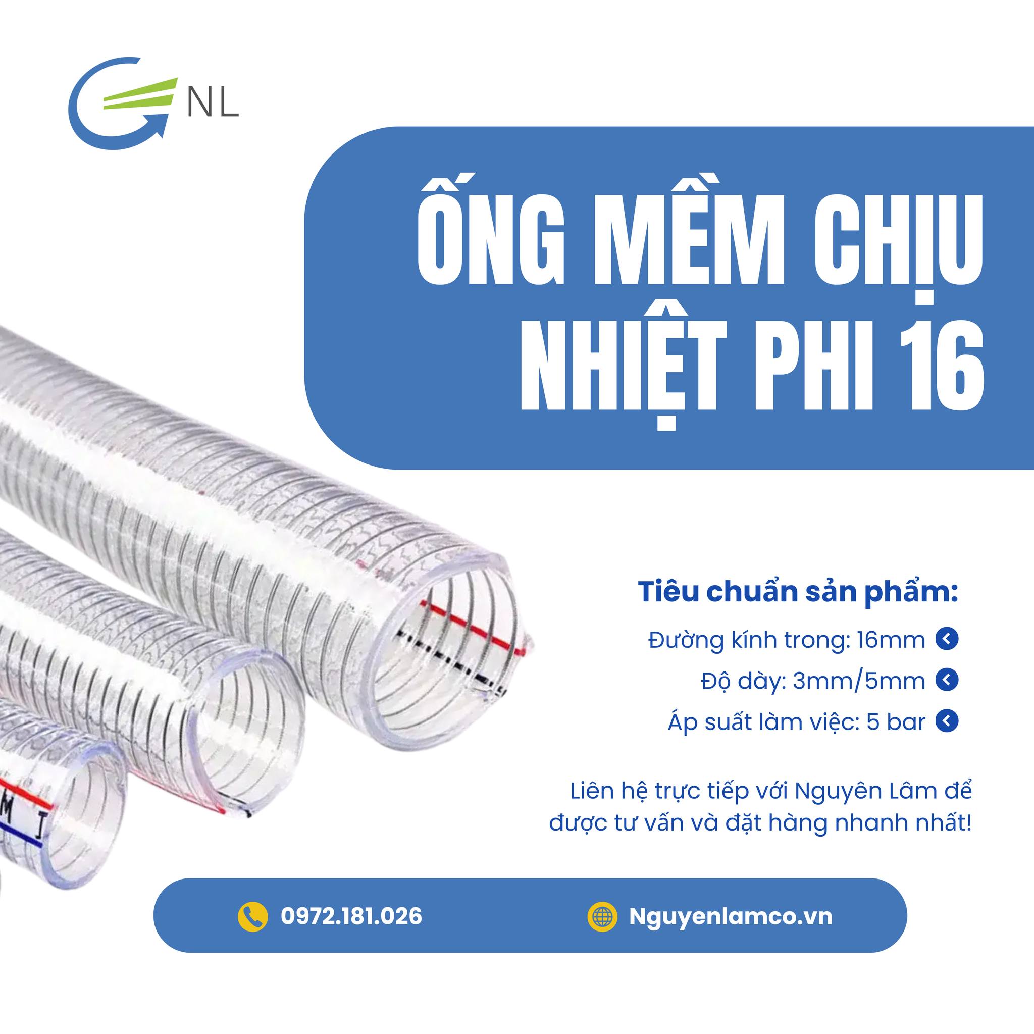 ỐNG MỀM CHỊU NHIỆT PHI 16 CHẤT LƯỢNG CAO TẠI HÀ NỘI