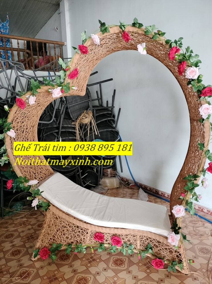 Ghế trái tim checkin khu du lịch, ghế trái chim chụp hình đẹp