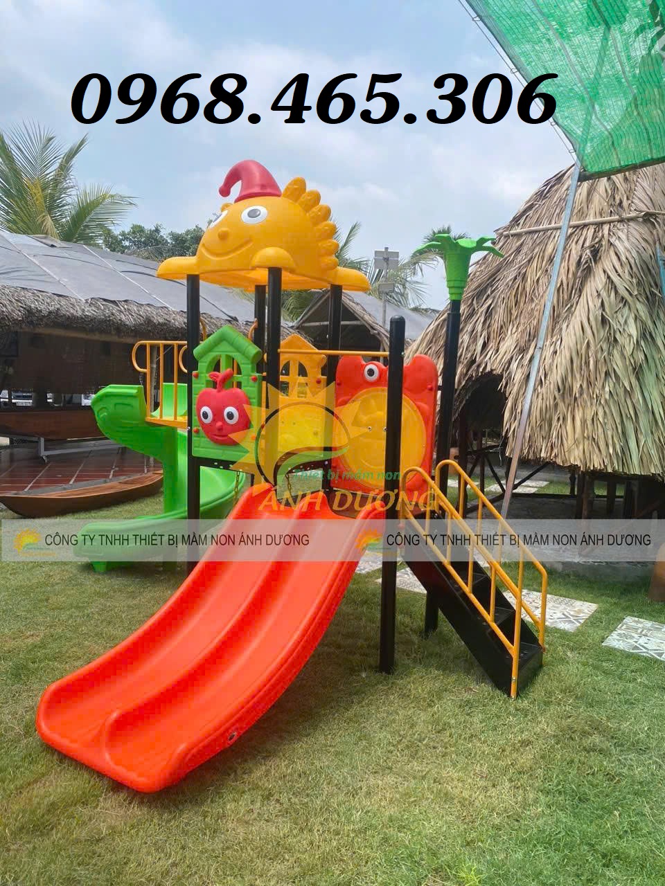 Cầu trượt khu vui chơi trẻ em, thú nhún lò xo mầm non, xích đu trẻ em
