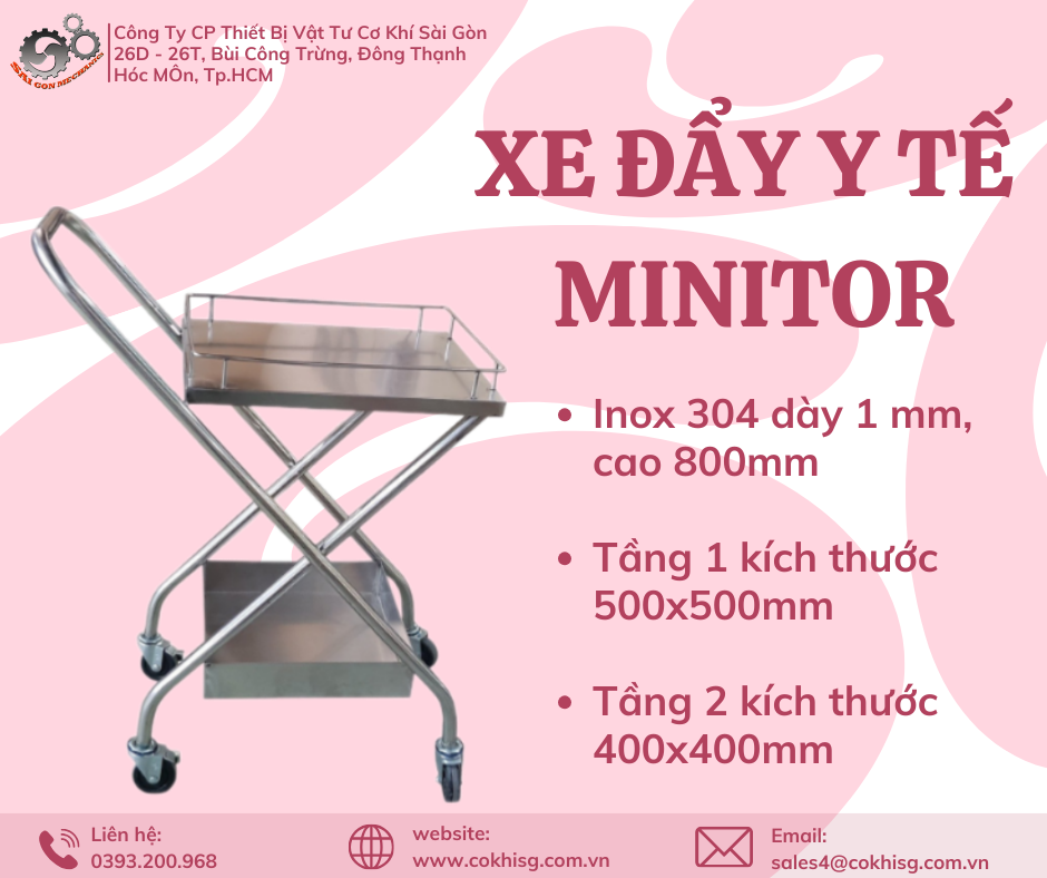 Xe đẩy y tế inox 304