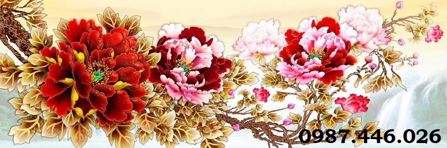 Tranh gạch men phong thủy hoa mẫu đơn HP0722