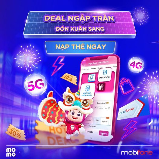 MobiFone ưu đãi khi mua Data và nạp tiền điện thoại trên ví MoMo