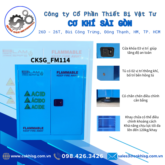 [cksg] tủ đựng vật tư chống cháy loại 2 cửa màu xanh