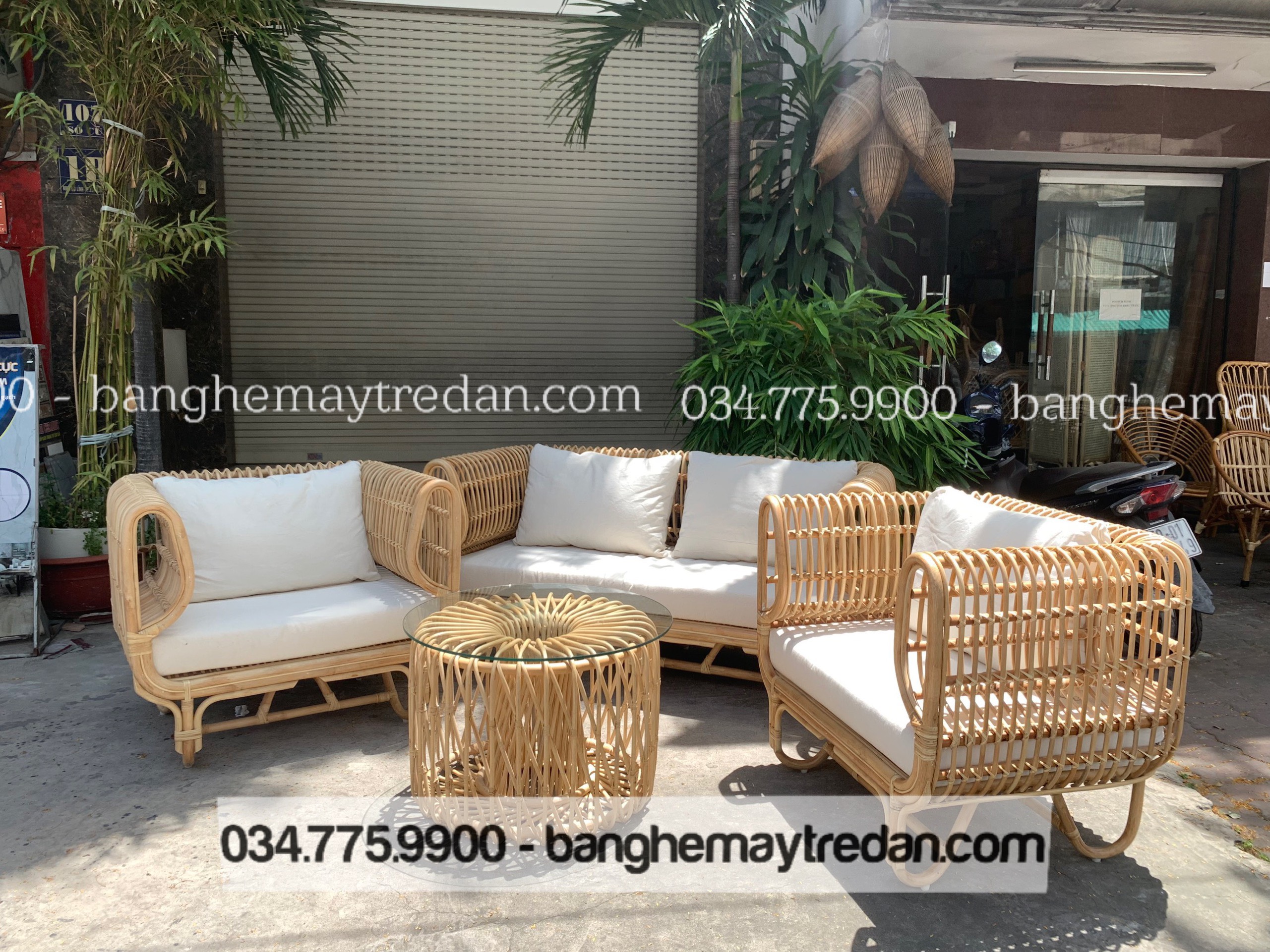 Bàn ghế salon mây phòng khách