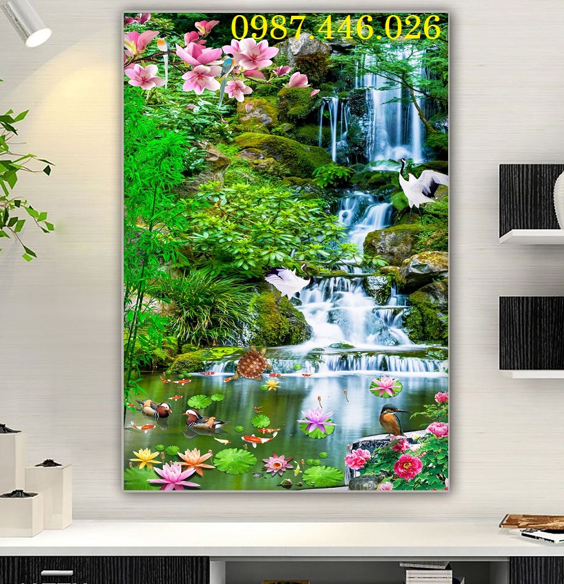 Gạch tranh phong cảnh thiên nhiên dựng vách