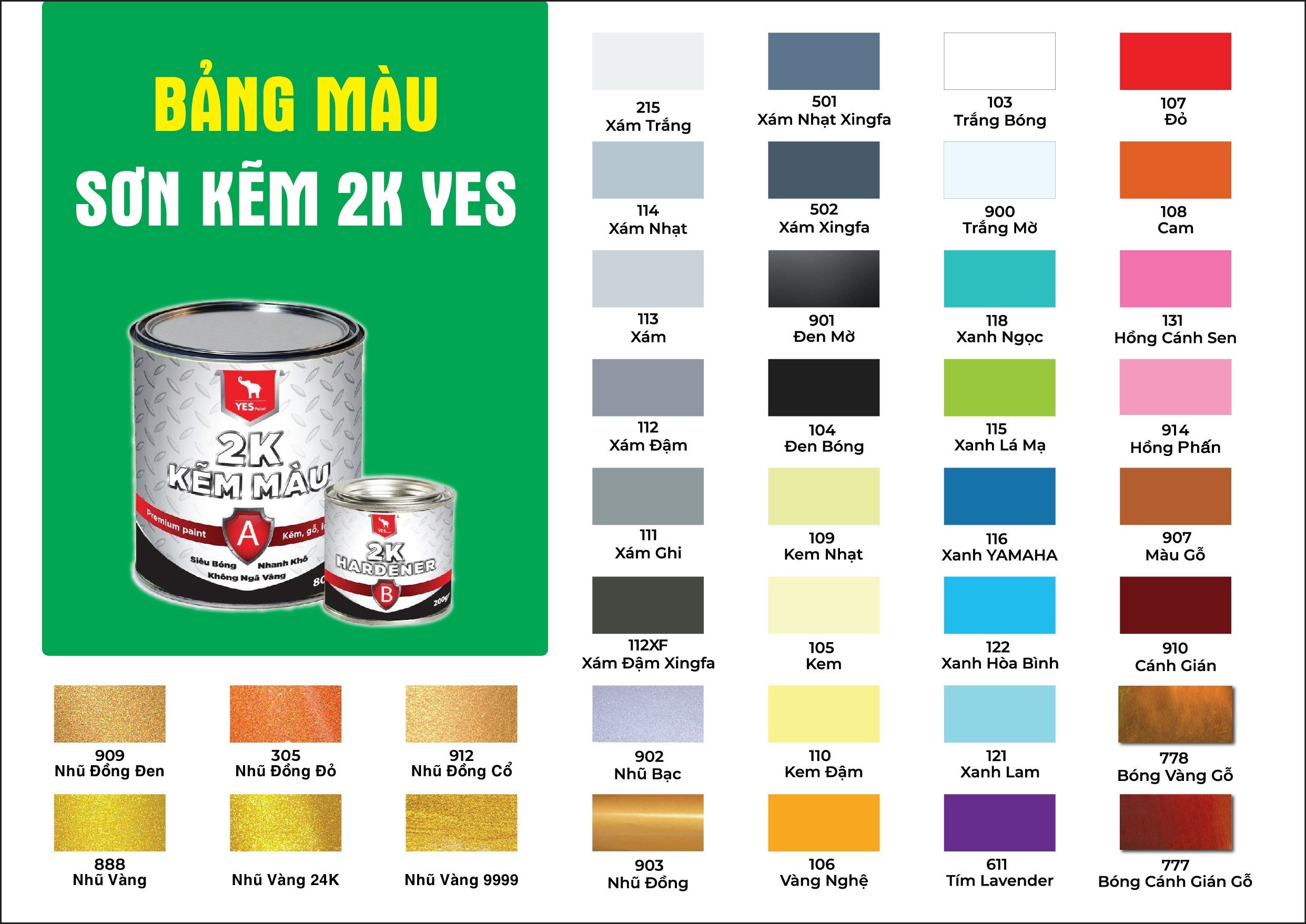 Sơn chuyên dụng 2K kẽm màu Yes