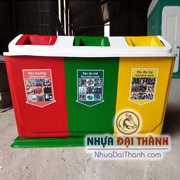 Thùng rác phân loại 3 ngăn composite 40 lít