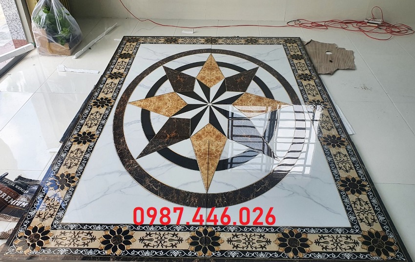 Gạch thảm lát nền nhà khắc vàng